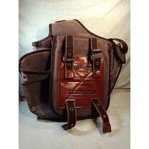 RuYiHuang Men's Style Messenger Shoulder Bag - Ash Black Canvas w/ Brown Leather